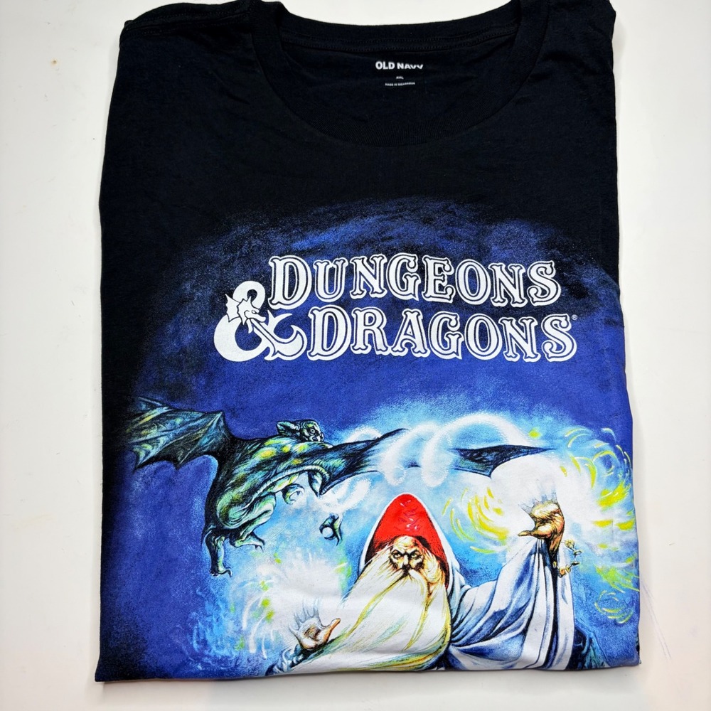 Old Navy Dungeons & Dragons T-Shirt XXL Black Wizard Graphic Fantasy Tee